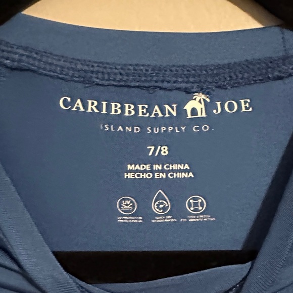 Caribbean Joe Ocean Blue Turtle Tee Boys 7/8 - Picture 2 of 4
